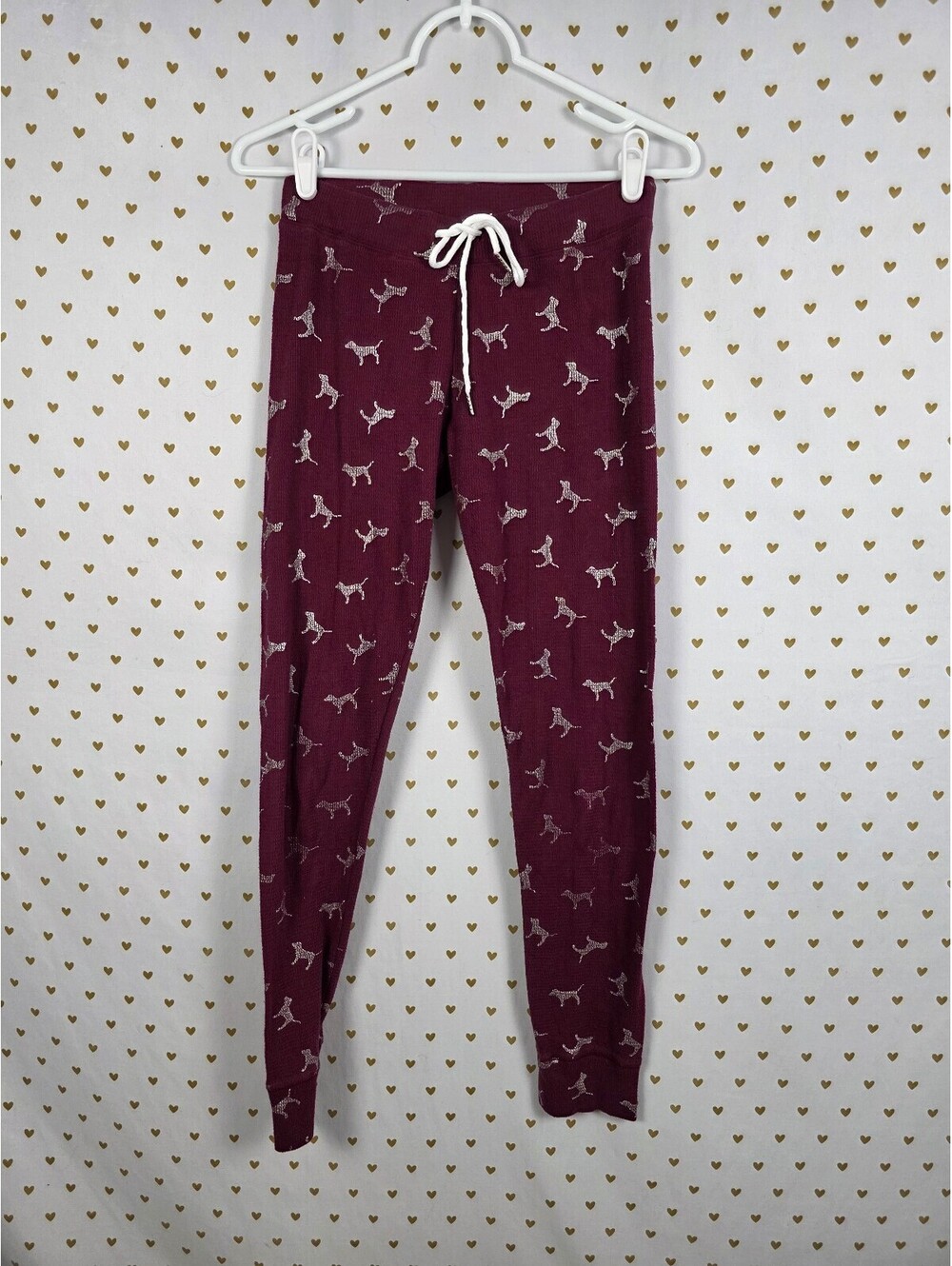 Victorias Secret Pink Maroon Dog logo XS Sleep Pants Pajama PJ Bottoms